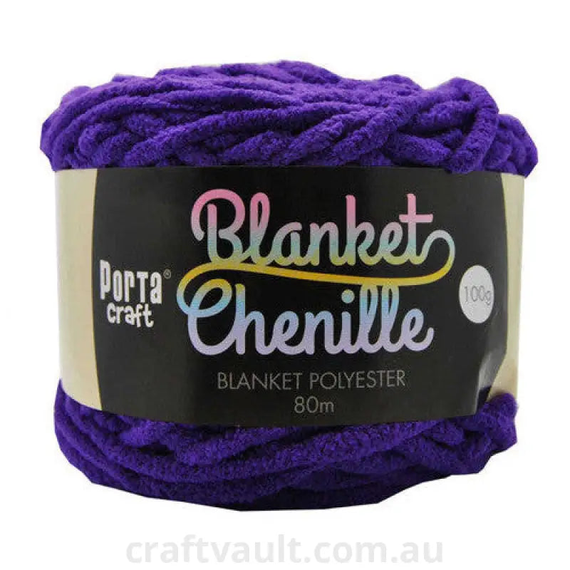 Chenille Blanket Yarn 100g 80m 12ply Purple