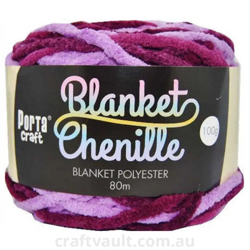 Chenille Blanket Yarn 100g 80m 12ply Purple Camo