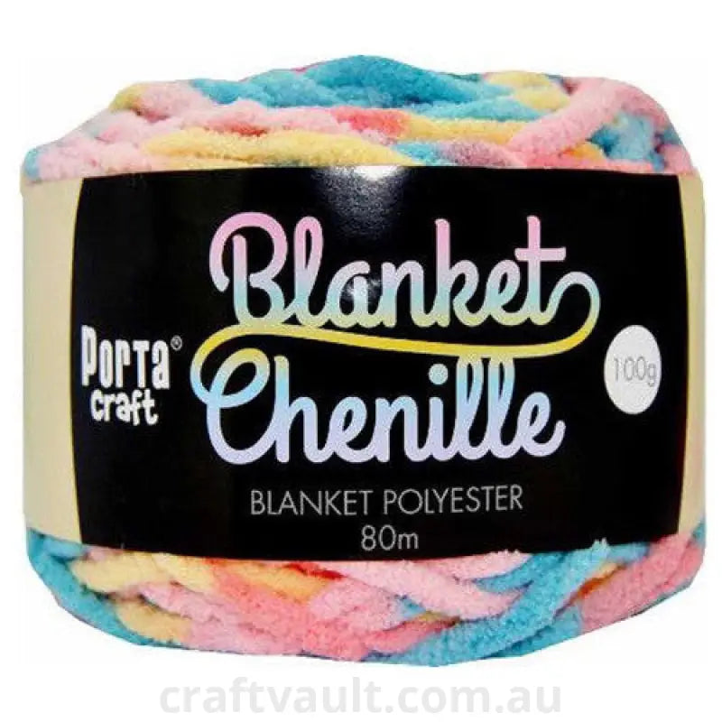Chenille Blanket Yarn 100g 80m 12ply Rainbow Paddle Pop