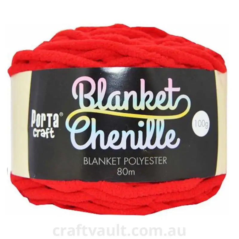 Chenille Blanket Yarn 100g 80m 12ply Red