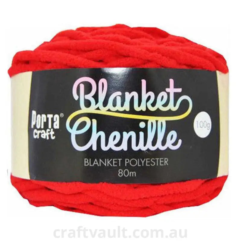 Chenille Blanket Yarn 100g 80m 12ply Red