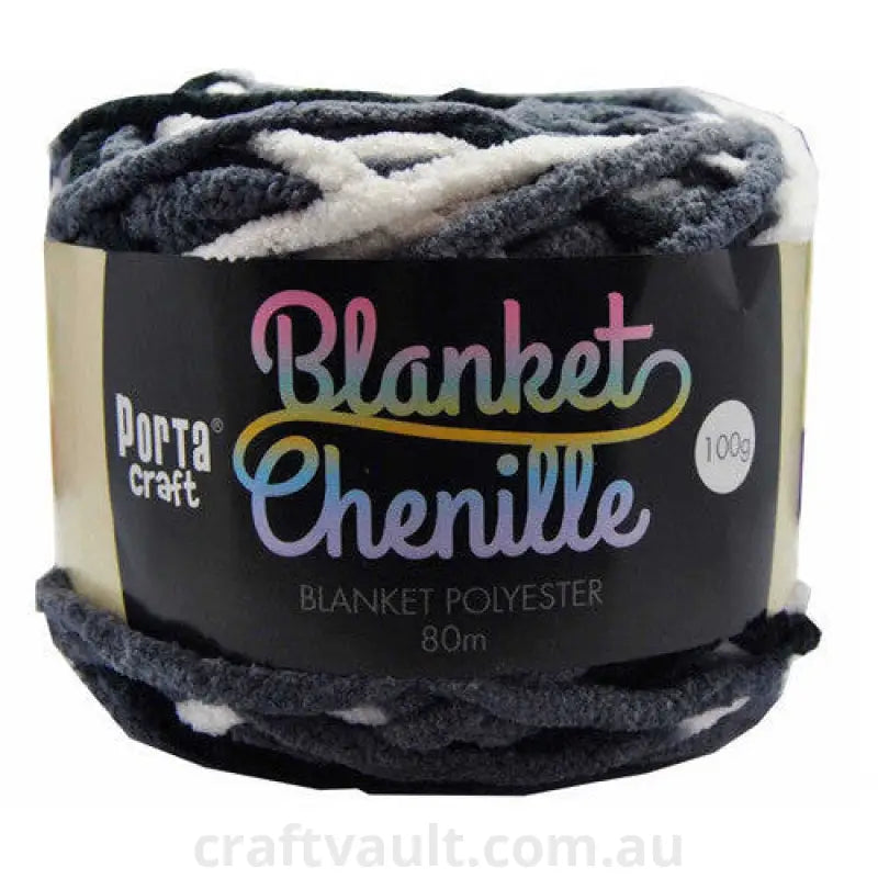 Chenille Blanket Yarn 100g 80m 12ply Silver Camo