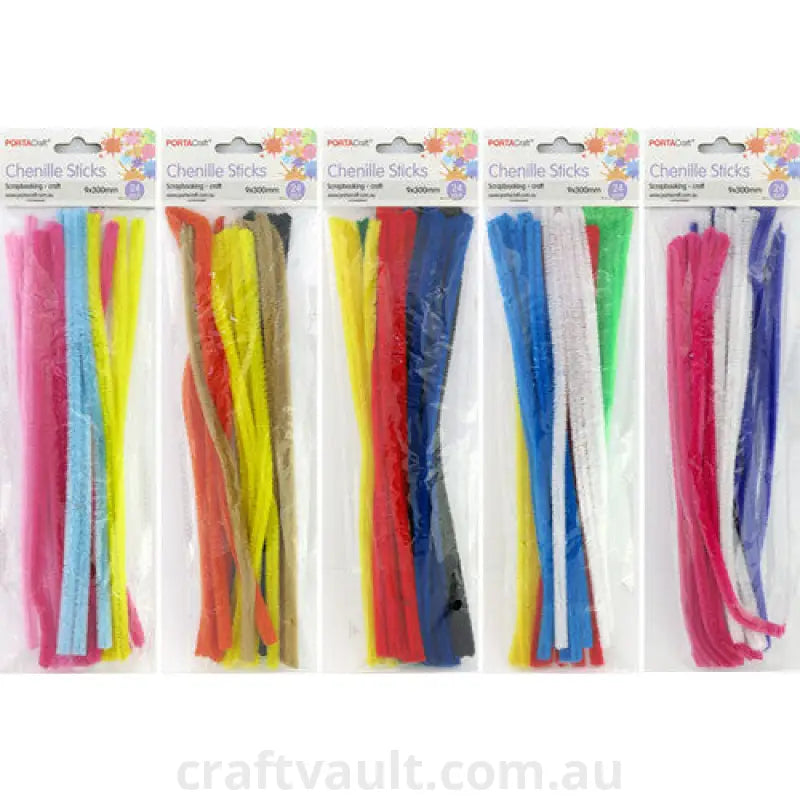 Chenille Stems 9mm 24pc 5 Asst