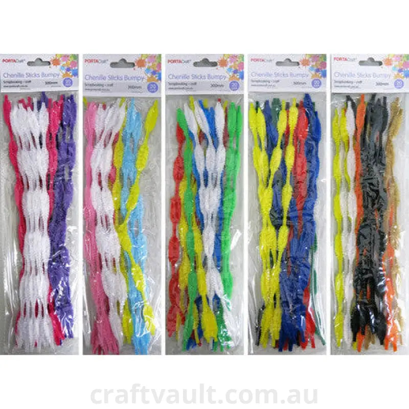 Chenille Stems Bumpy 20pc 5 Asst