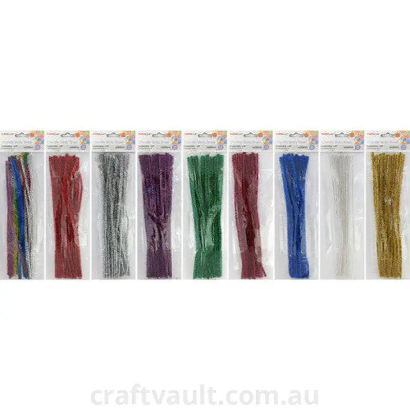 Chenille Stems Tinsel 6mm 24pc 9 Asst