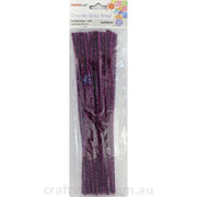 Chenille Stems Tinsel 6mm 24pc Purple