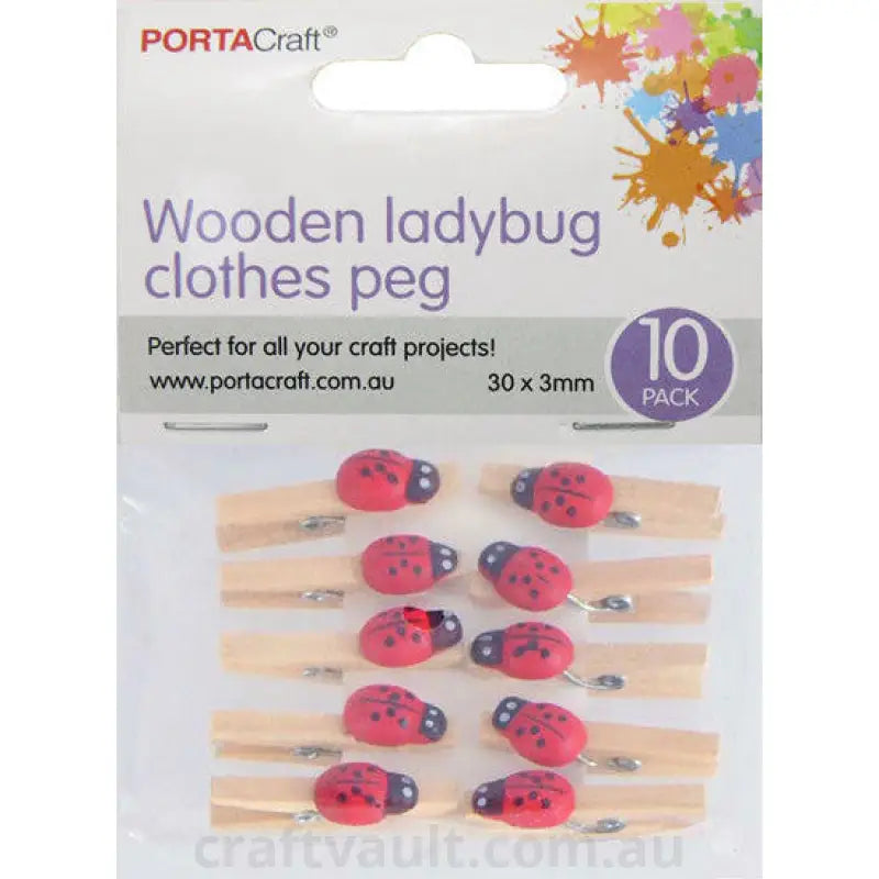Clothes Pegs  30mm 10 Pack Ladybug