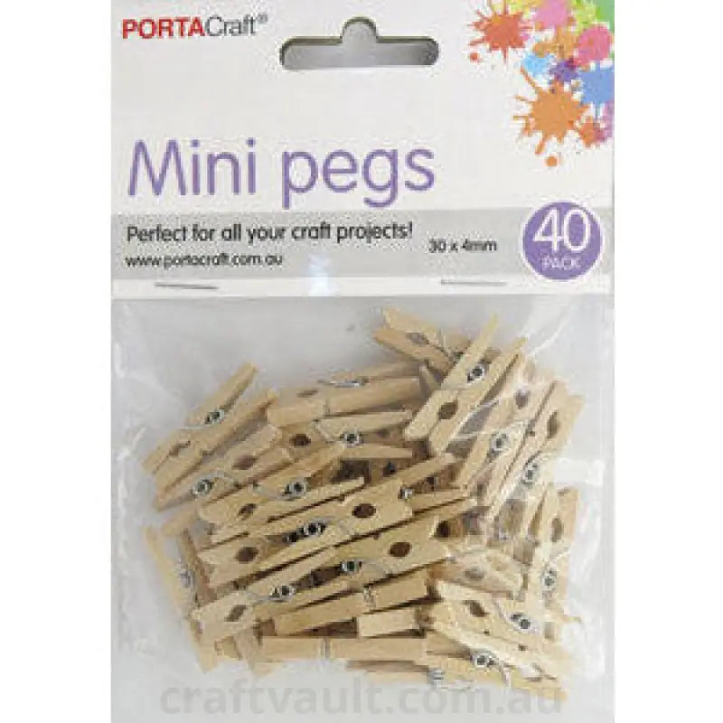 Clothes Pegs  30x4mm Natural 40 Pack