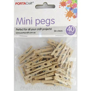 Clothes Pegs 30x4mm Natural 40 Pack