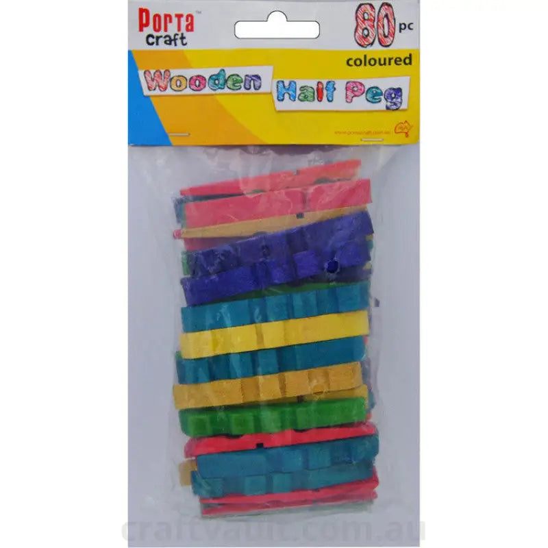Clothes Pegs Half 80 Pack Coloured