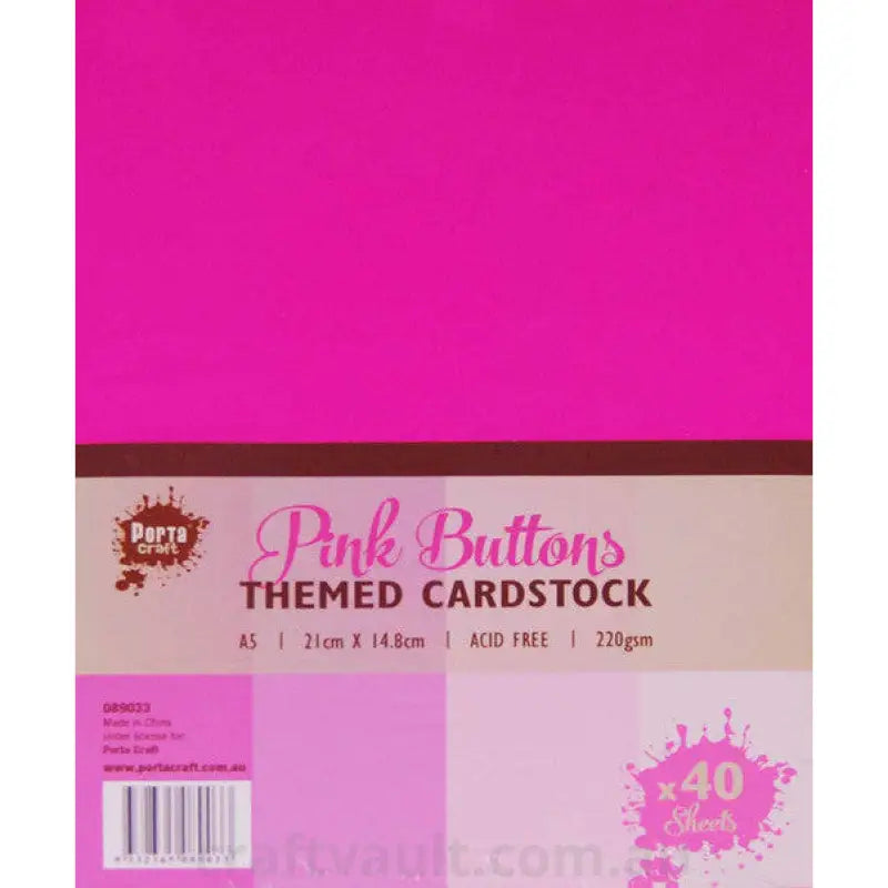 Colour Block A5 220gsm 40pk Pink Buttons