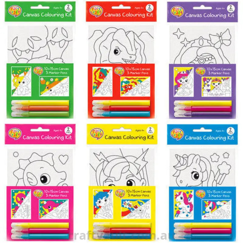 Colour In Canvas Kit 6 Assorted