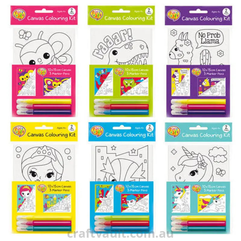 Colour In Canvas Kit 6 Assorted