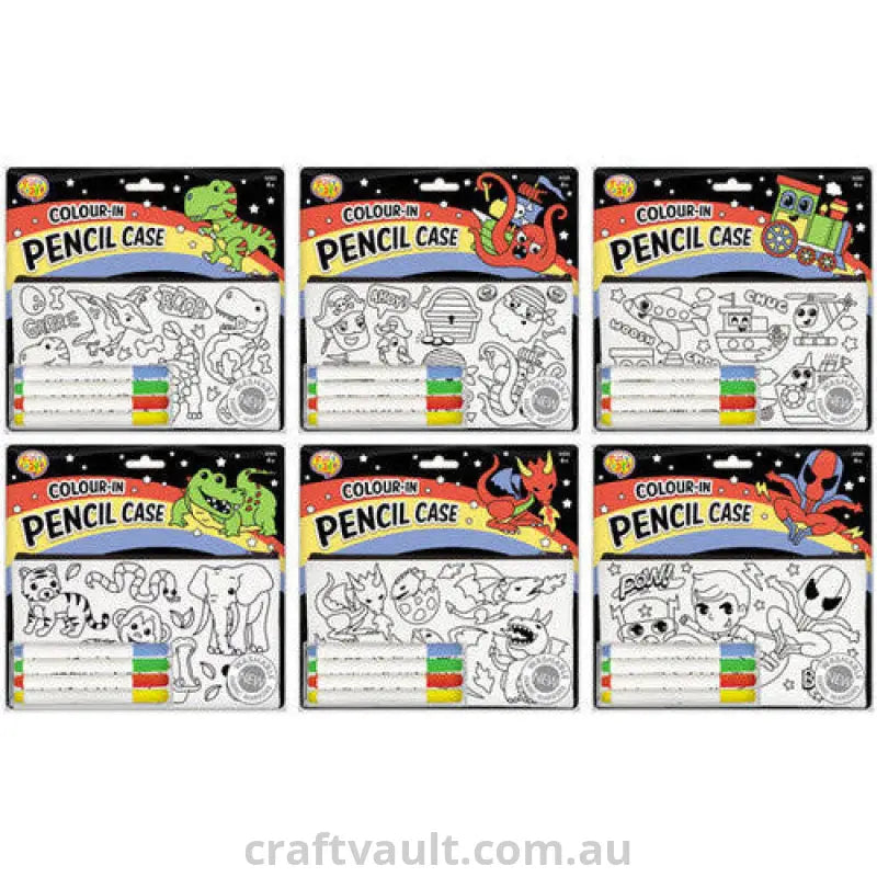 Colour In Pencil Cases Boy 6 Assorted