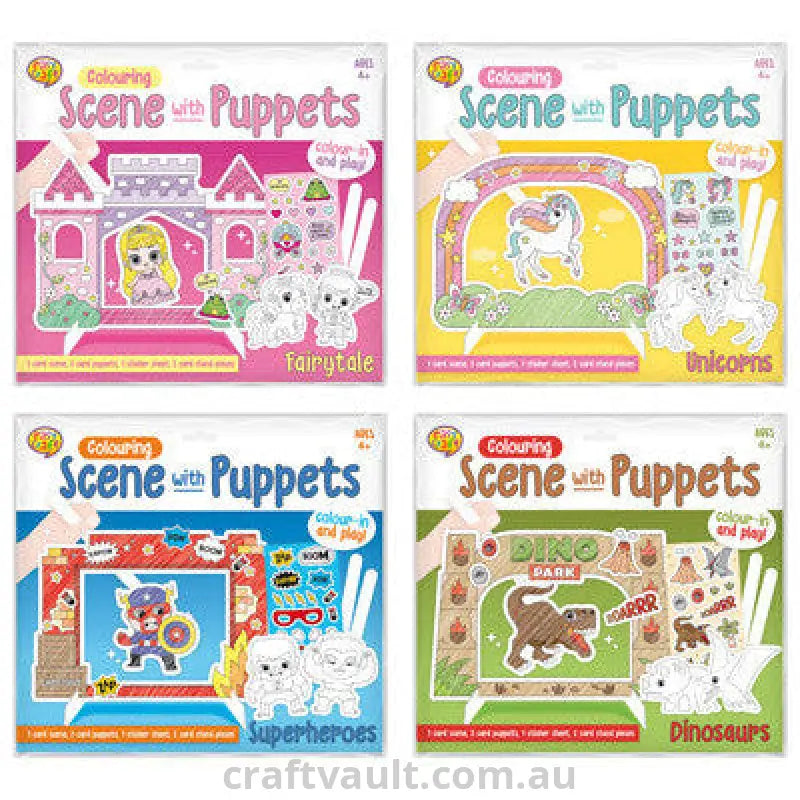 Colour In Scene Kit with Puppets 4 Assorted