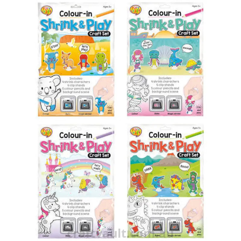 Colour In Shrink And Play Kits 4 Assorted