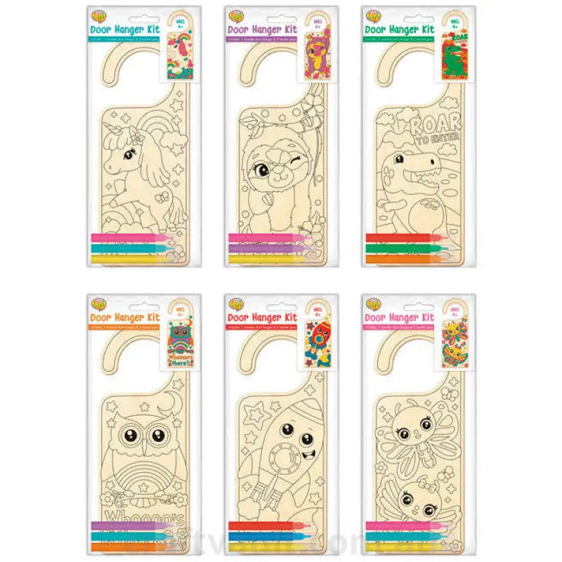Colour In Wooden Door Hanger 6 Assorted