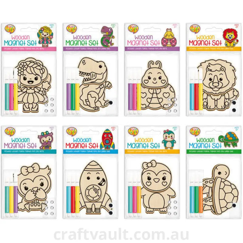 Colour In Wooden Magnet Set 8 Assorted