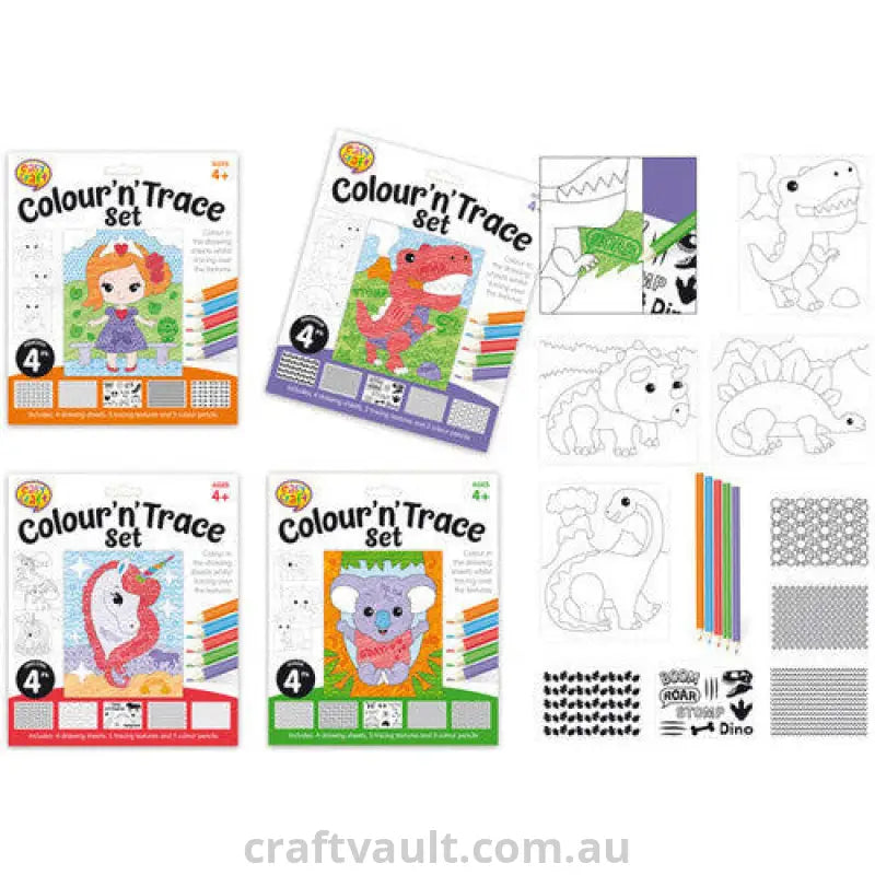 Colour 'n' Trace Colouring Kit 4 Assorted