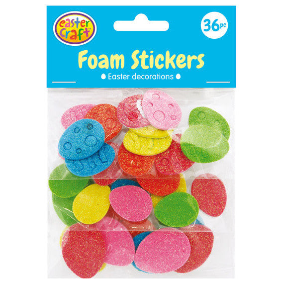 Foam Glitter Egg Stickers 36pk