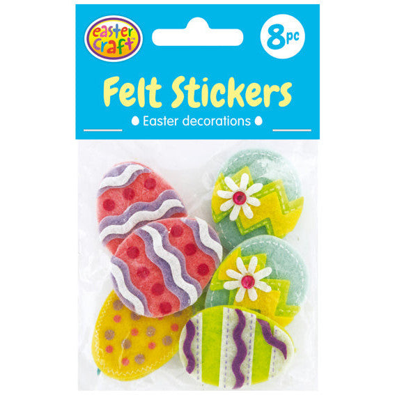 Felt Decorated Easter Egg Stickers 8pk