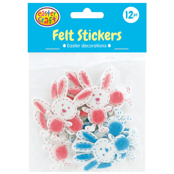 Felt Easter Bunny Stickers 12pk