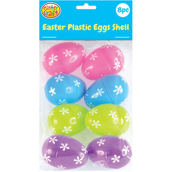 Fillable Plastic Easter Eggs with Flower Details 8pk