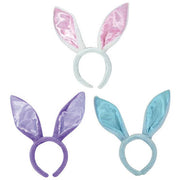 Easter Bunny Ears Fluffy & Satin 1pk - Blue, Purple & Pink
