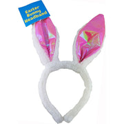 Easter Bunny Ears Fluffy & Foil - Pink