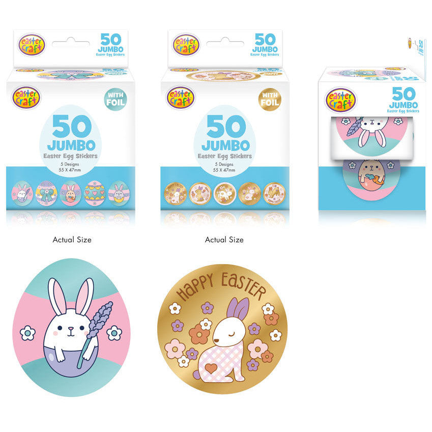 Jumbo Easter Stickers on Roll Foil 50 Stickers Assorted 2pk