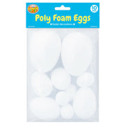 Polystyrene Eggs Asst. Sizes 10pk
