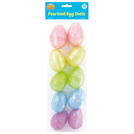 Plastic Fillable Pearlised Easter Eggs 10pk