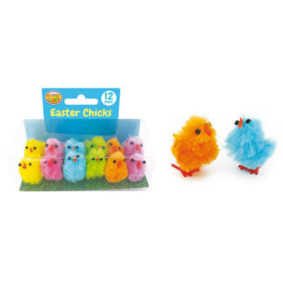 Mini 3cm Colourful Chenille Easter Chicks (12 Pack)
