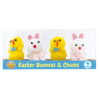 Yellow Easter Bunnies & Chicks with Bow Ties (4 Pack)
