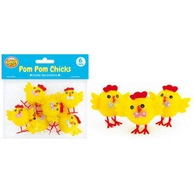 Yellow Easter Winged Chicks (4cm) with Bow Ties (6 Pack)
