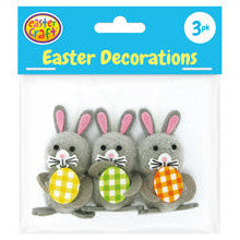 Pom Pom Easter Bunnies with Eggs - Grey (3 Pack)