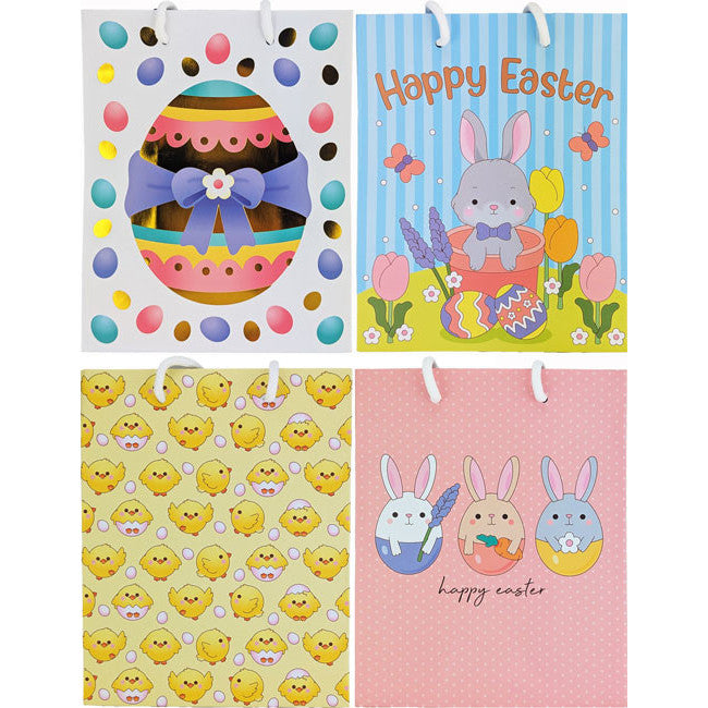 Easter Gift Bags 18x22.7x10cm Assorted 4pk