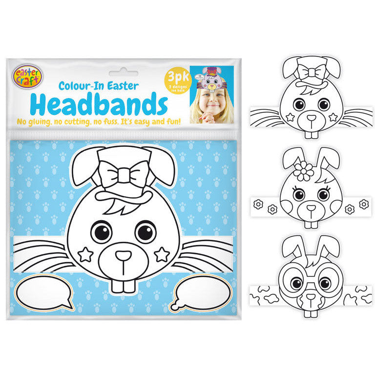 Colour In Cardstock Headbands 3pk