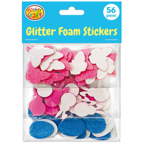Foam Glitter Stickers 56pk (Butterflies/Bunnies/Eggs)