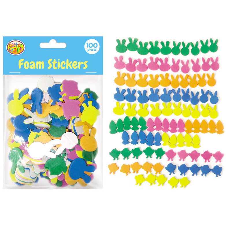 Easter Foam Stickers 100pk (Bunnies/Carrots/Chicks)