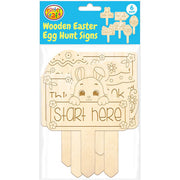 Porta Craft 3D Wooden Egg Hunt Signs 16cm 6pk