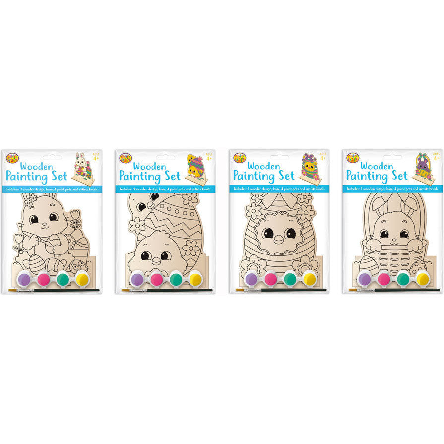 Paint Set Wooden Stand Up Scene Kit Assorted 4pk