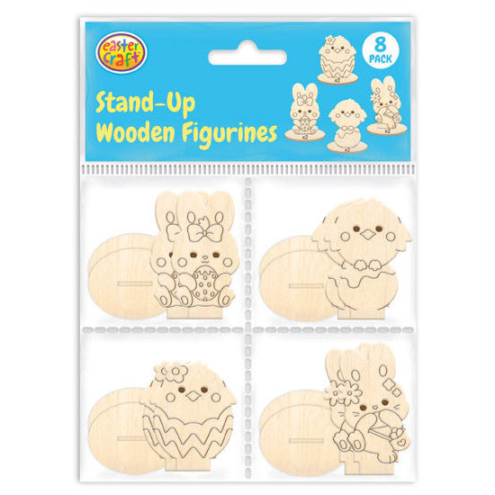Easter Stand Up Wooden Figurines 8pk