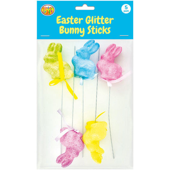 Glitter Easter Bunny Picks 5pk