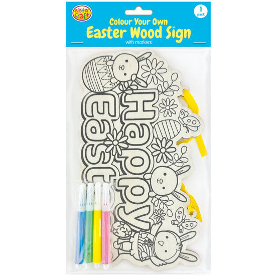 Colour In "Happy Easter" Wooden Sign