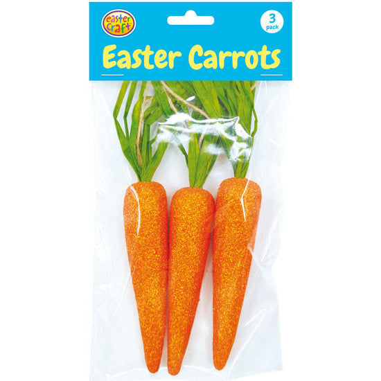 Glittered Carrots 21cm 3pk