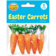 Porta Craft Glittered Orange Flocked Carrots 7cm 5pk