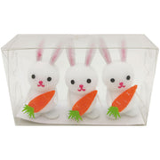 Pom Pom Easter Bunnies with Carrots - White (3 Pack)