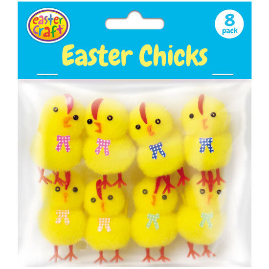 Yellow Easter 6cm Chicks with Bow Ties (8 Pack)