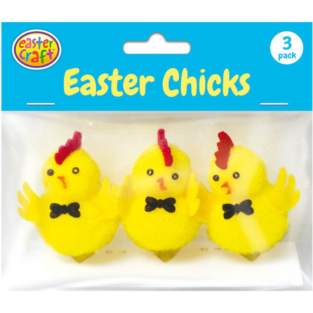Yellow Easter Chenille Chicks with Bow Ties (3 Pack)